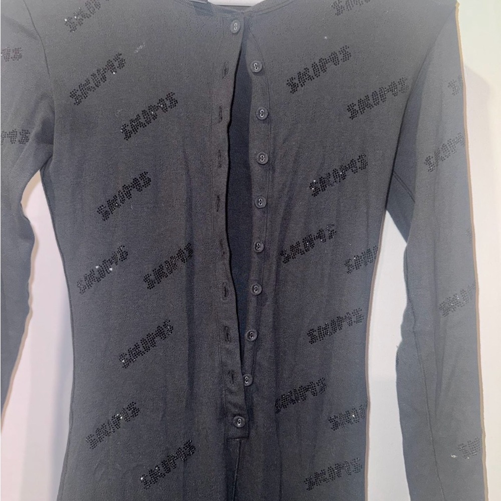 SKIMS Black Button-Up Pajama Set
